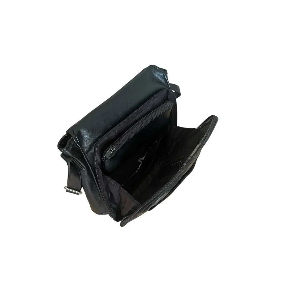 Black Leather Messenger‎ Laptop Briefcase Bag Unisex Designer *READ